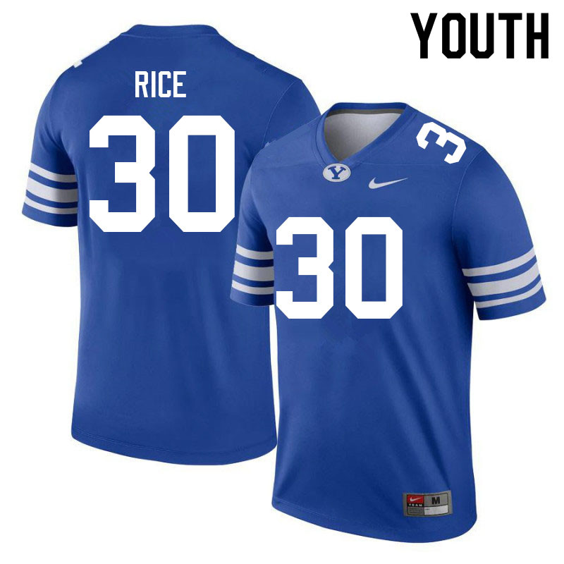 Youth #30 Quenton Rice BYU Cougars College Football Jerseys Sale-Royal - Click Image to Close